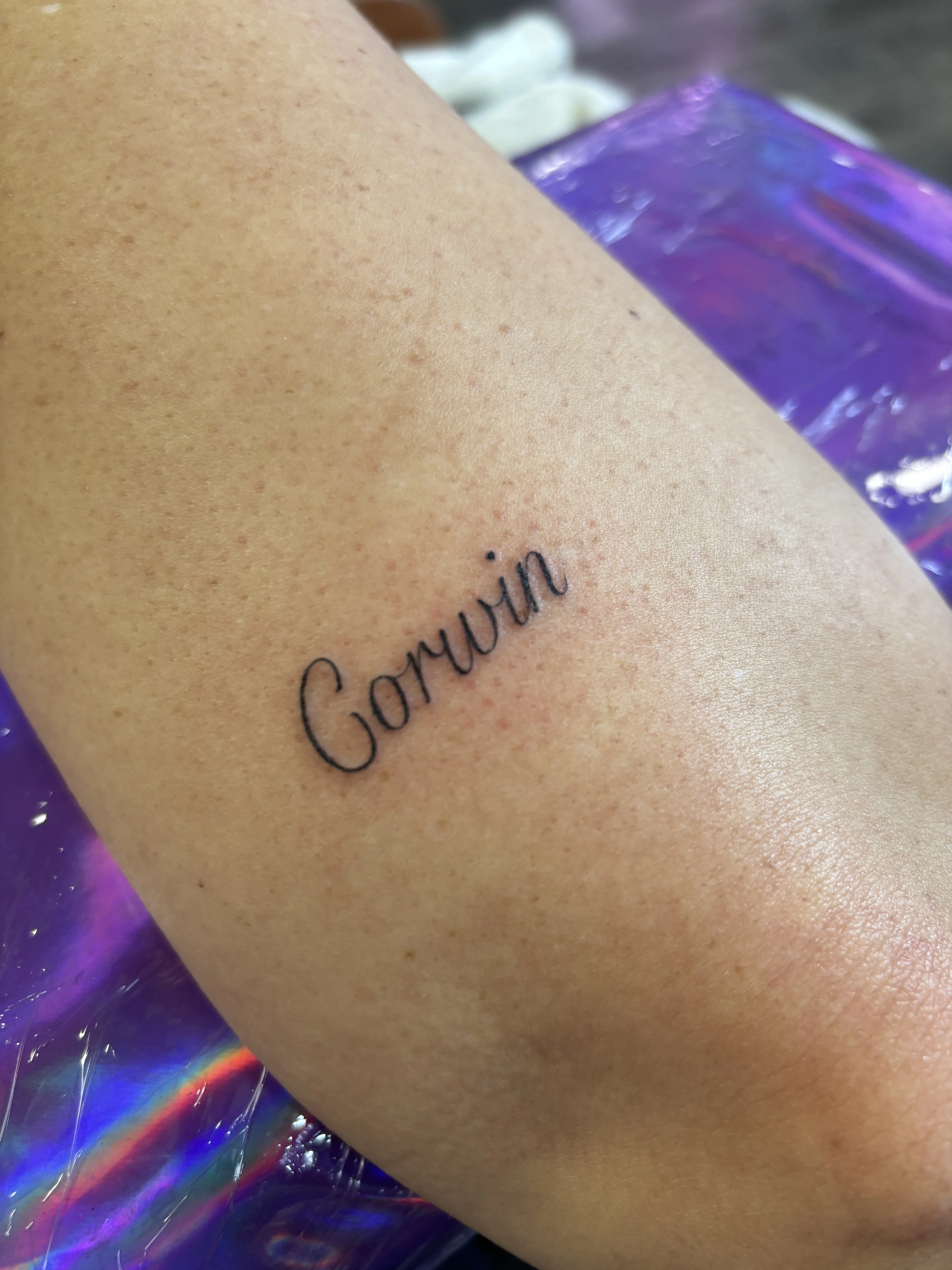 Fine Line tattoo by Bbydee: script, name, memorial, personal