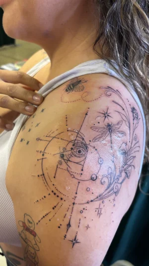 Celestial Eye With Dragonfly And Floral