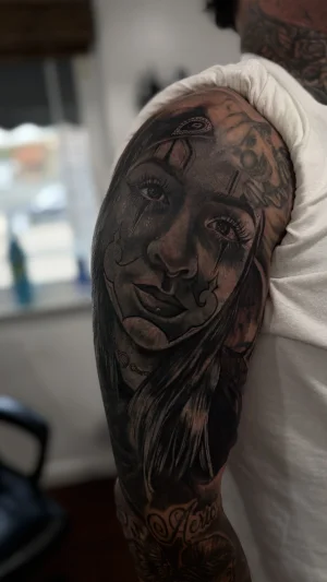 Realistic Clown Face Upper Arm