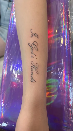 In God's Hands Script Forearm