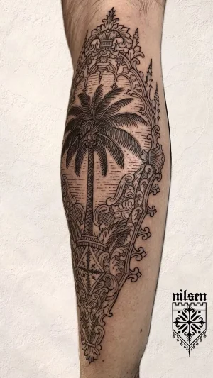 Ornamental Palm Tree Calf Piece
