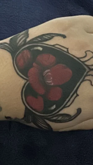 Traditional Heart and Rose Hand