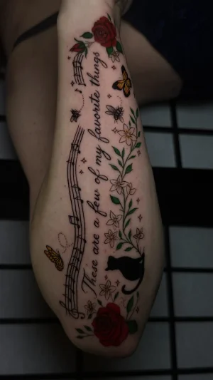 Floral and Music Forearm Design