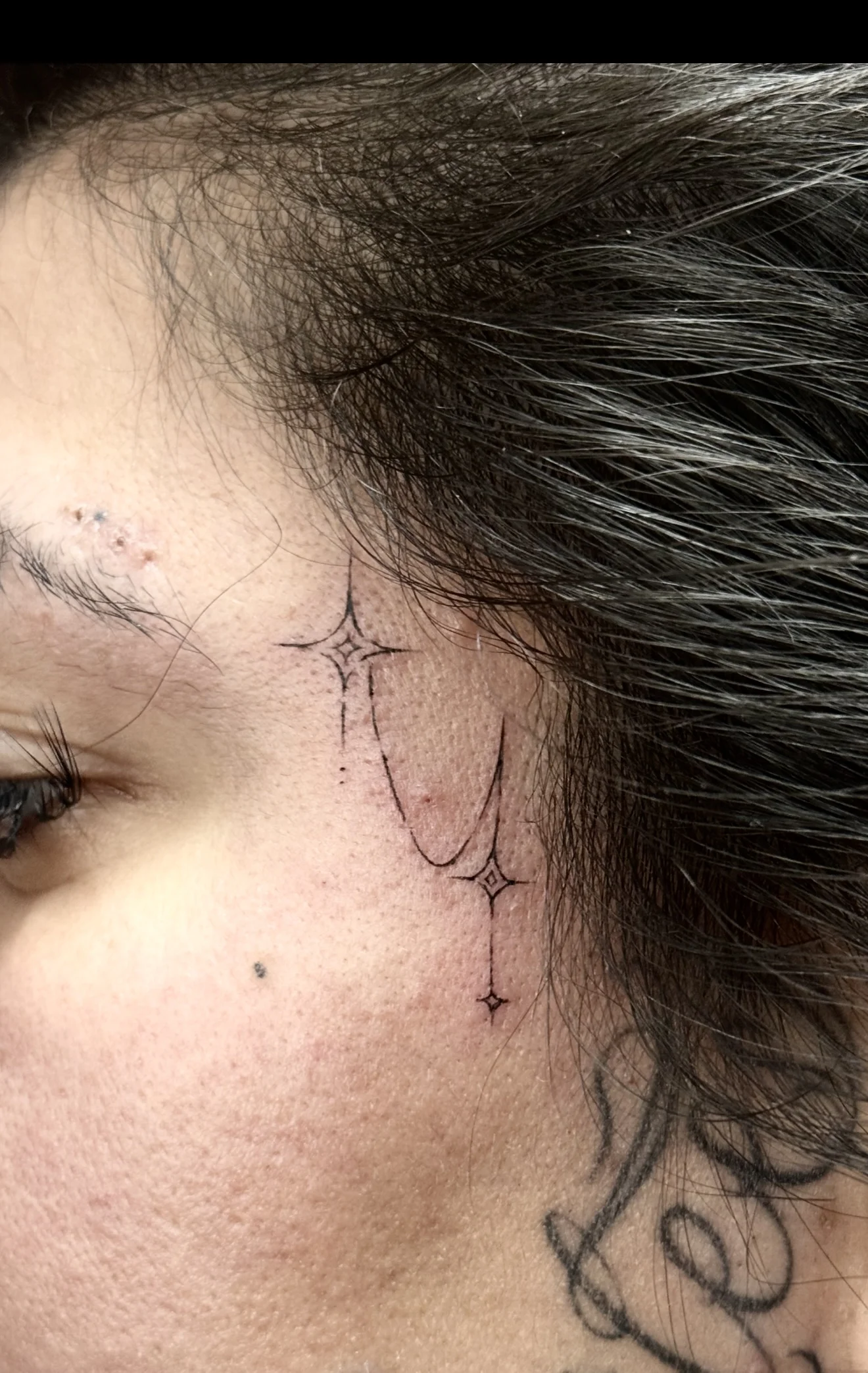 Fine Line tattoo by Bethany Villagomez: sparkles, stars, minimal, delicate