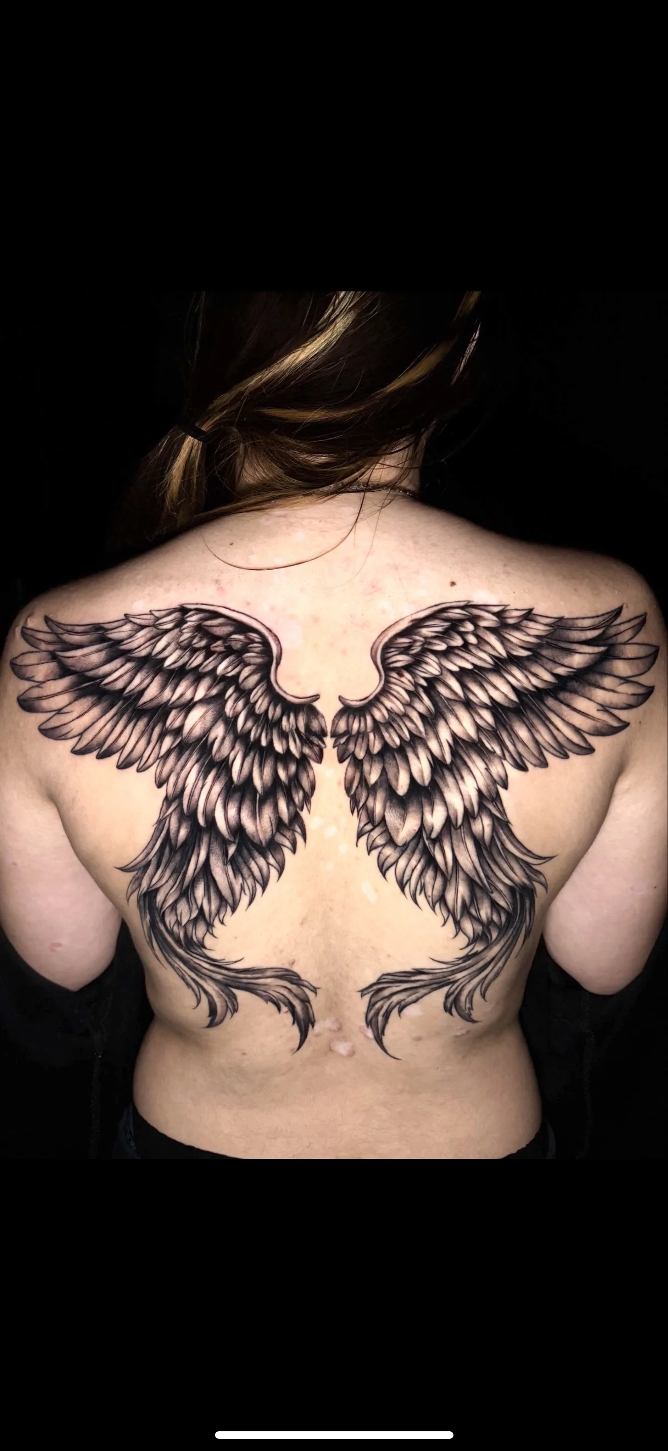 Realistic Angel Wings Back Piece: angel wings, feathers, spiritual, nature, detailed, realistic