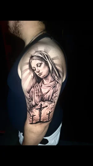 Praying Woman Religious Half Sleeve