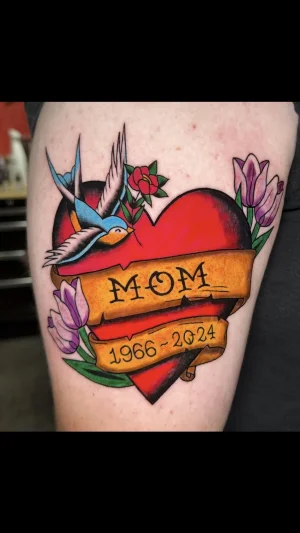 Traditional Memorial Heart and Swallow