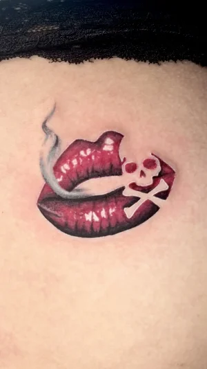 Smoking Lips With Skull and Crossbones