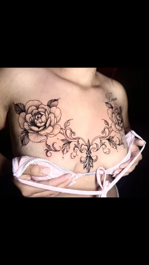 Delicate Rose Floral Chest Piece