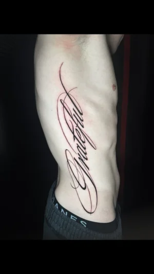 Grateful Calligraphy Ribs Script