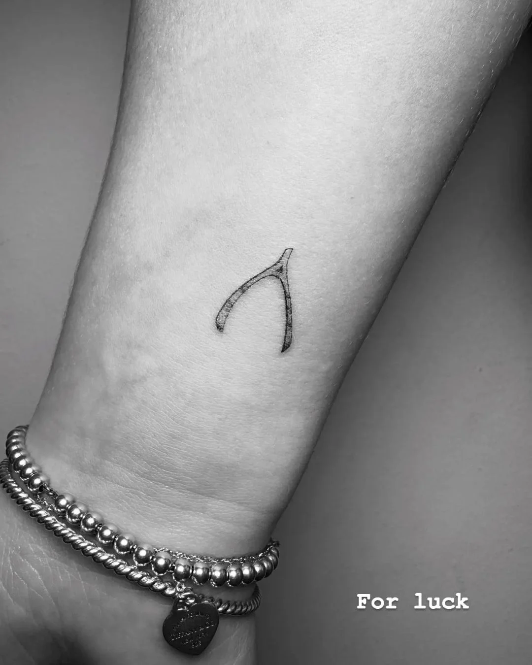 Fine Line tattoo by Daniel Winter: wishbone, luck, minimalism, nature