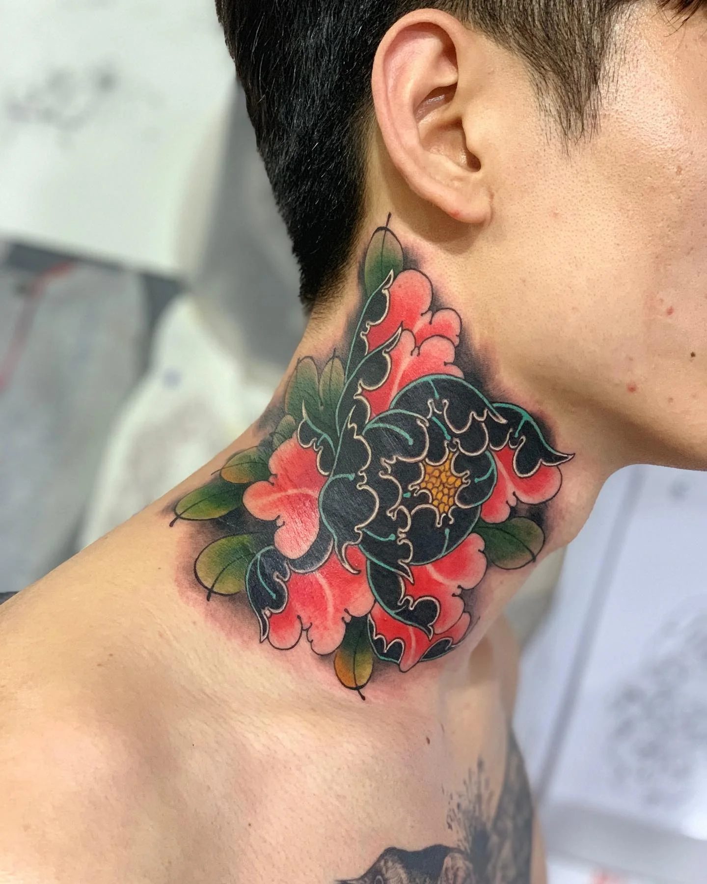 Neo-Traditional tattoo by Hocheon ART: flower, leaves, floral, nature