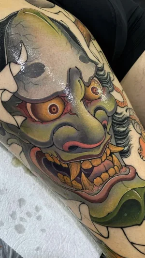 Demon Mask Thigh Illustration