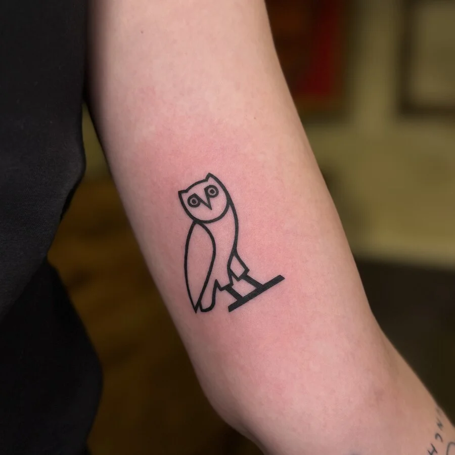 Fine Line tattoo by kisha.tattoo: owl, animal, nature, minimal