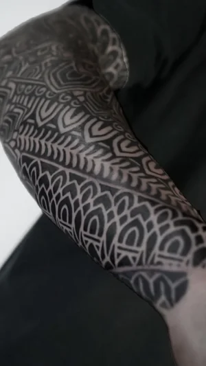 Masculine Blackwork Tribal Full Sleeve