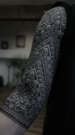 Mandala Geometric Blackwork Half Sleeve