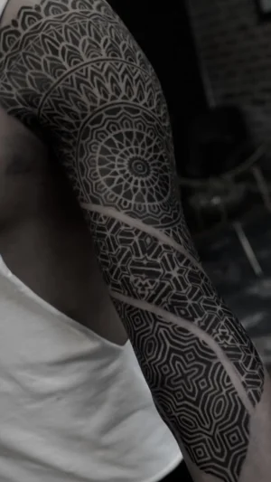 Geometric Mandala Blackwork Sleeve