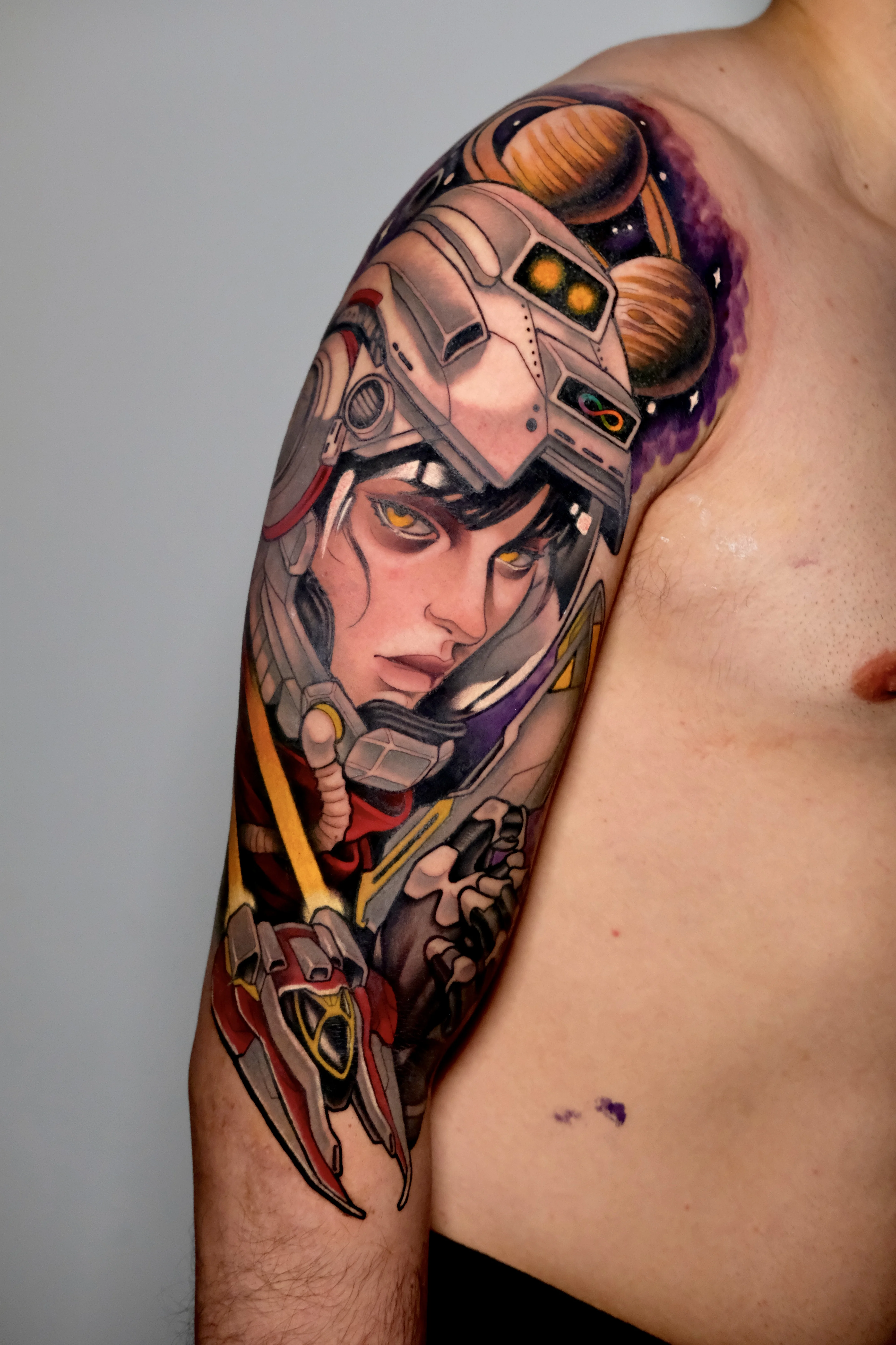 Anime tattoo by Gabe Motta: astronaut sci fi neotrad neotraditional 
