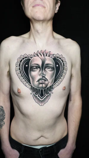 Surreal Woman Face Chest Piece