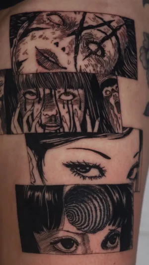 Junji Ito manga panel collage