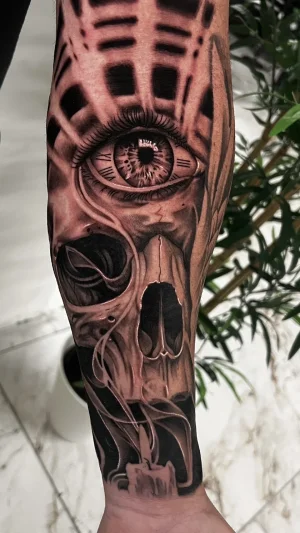 Realistic Eye and Skull Forearm
