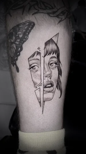 Broken Glass Woman Face Calf