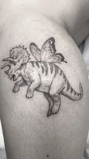 Triceratops with Butterfly Wings