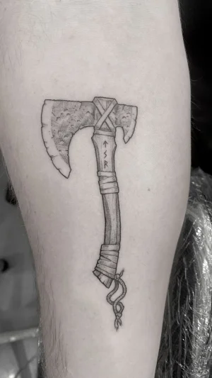 Fine Line Viking Axe Calf