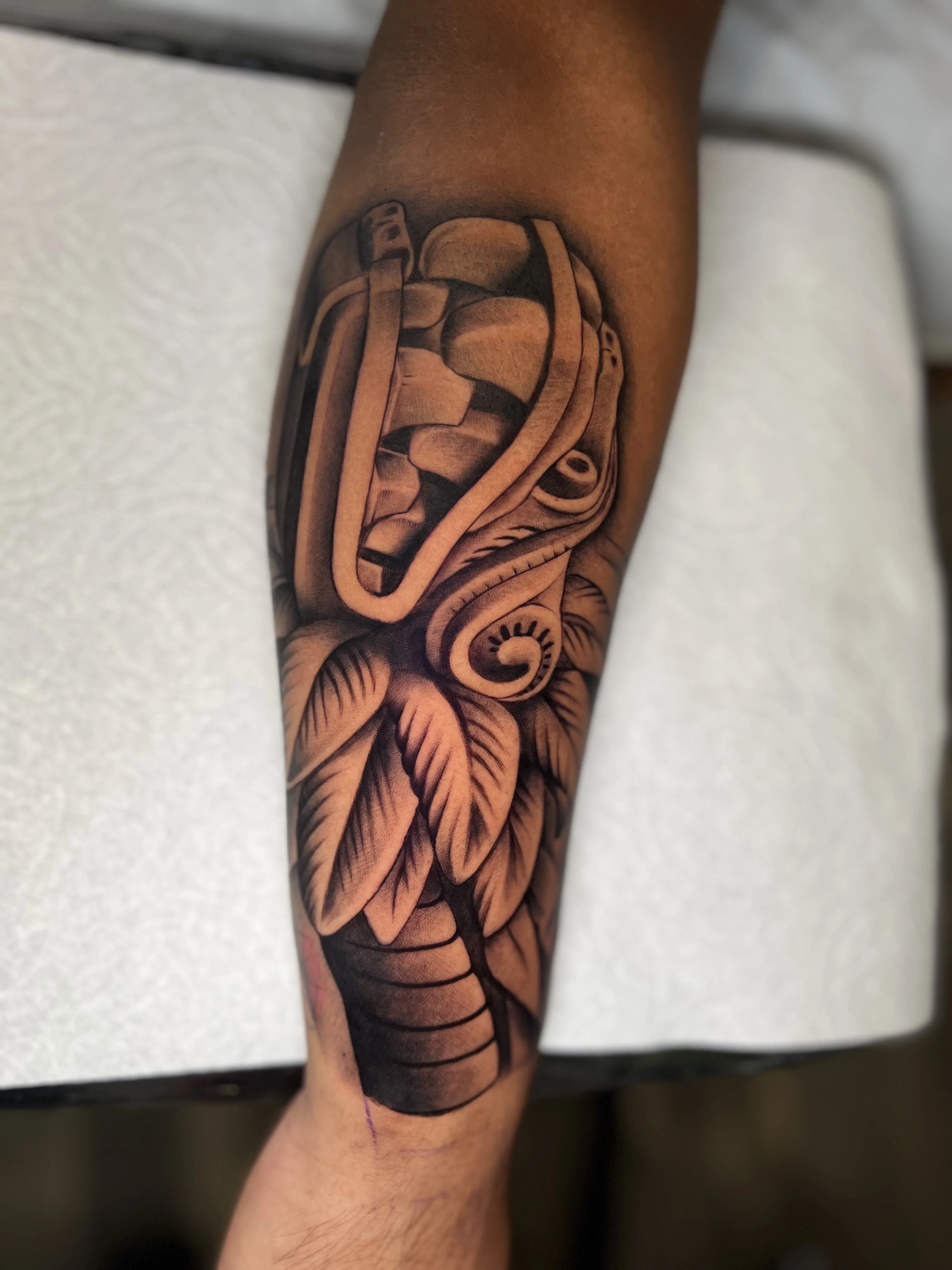 Black & Gray Realism tattoo by Buffy_tatts: leaves, snake, nature, animal