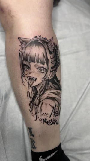 Anime Girl With Cat Ears Calf Piece