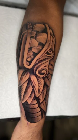 Detailed Snake and Leaves Forearm