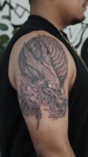 Detailed Japanese Dragon Quarter Sleeve