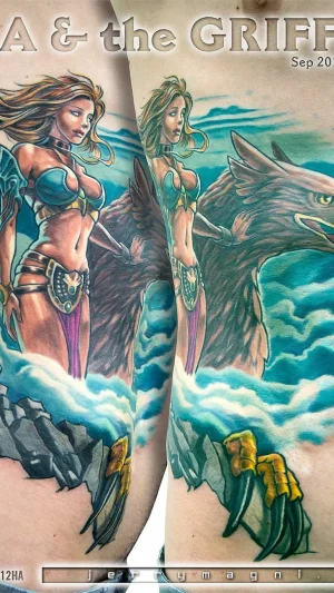 Fantasy Woman and Griffin Rib Piece