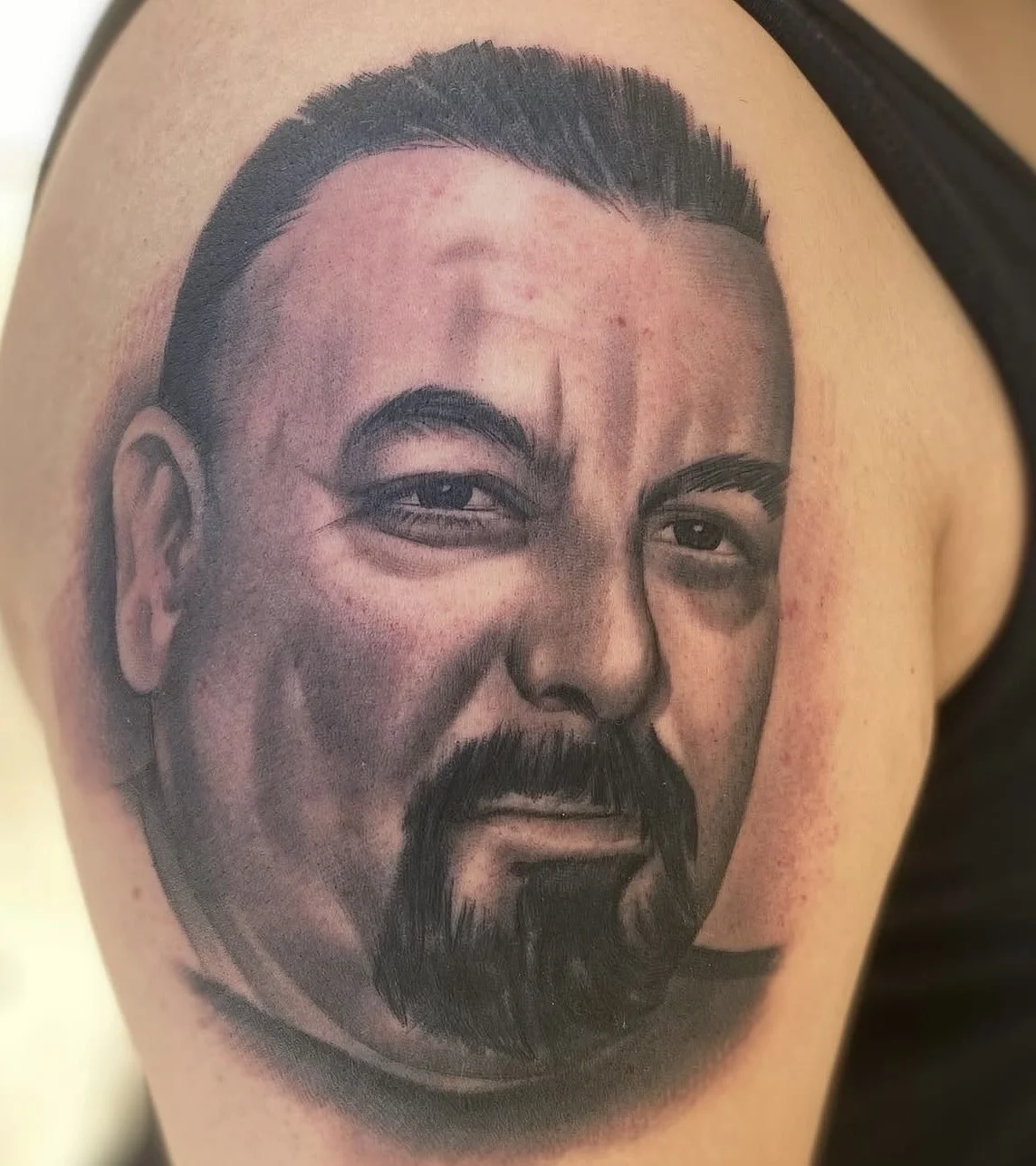 Black & Gray Realism tattoo by EL TAKAS: portrait, man, beard, mustache