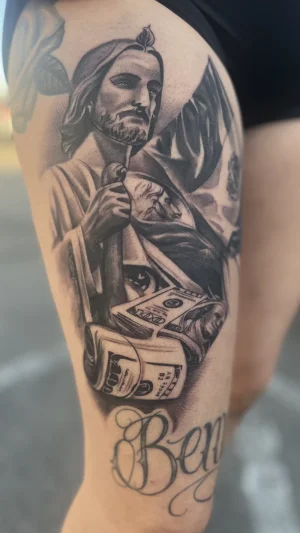 Jesus With Money Black & Grey