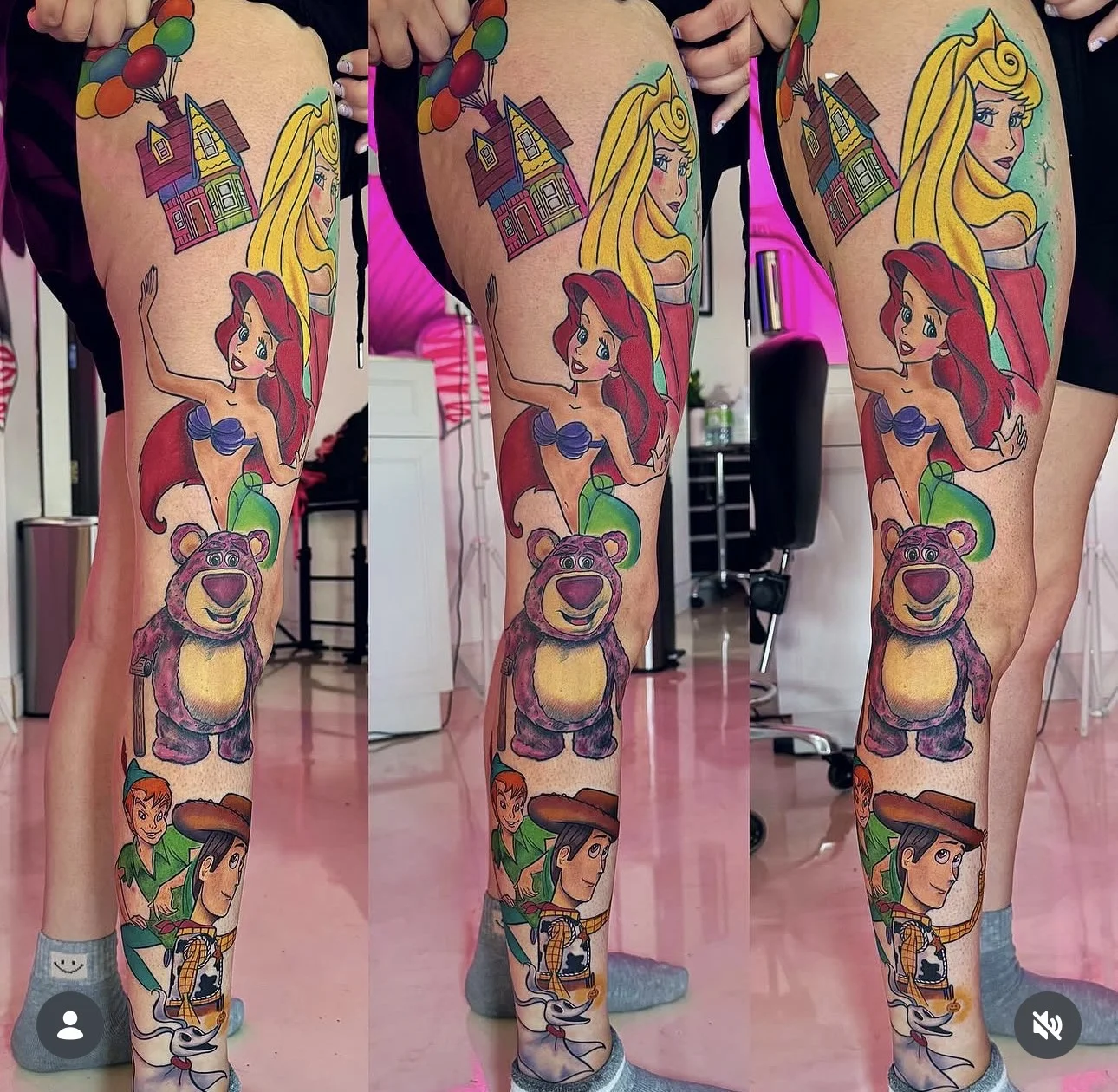 New School tattoo by Tattoo Chick: balloons, house, woman, mermaid
