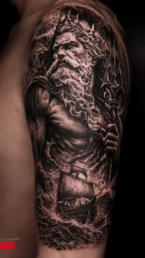 Poseidon Half Sleeve Black & Grey