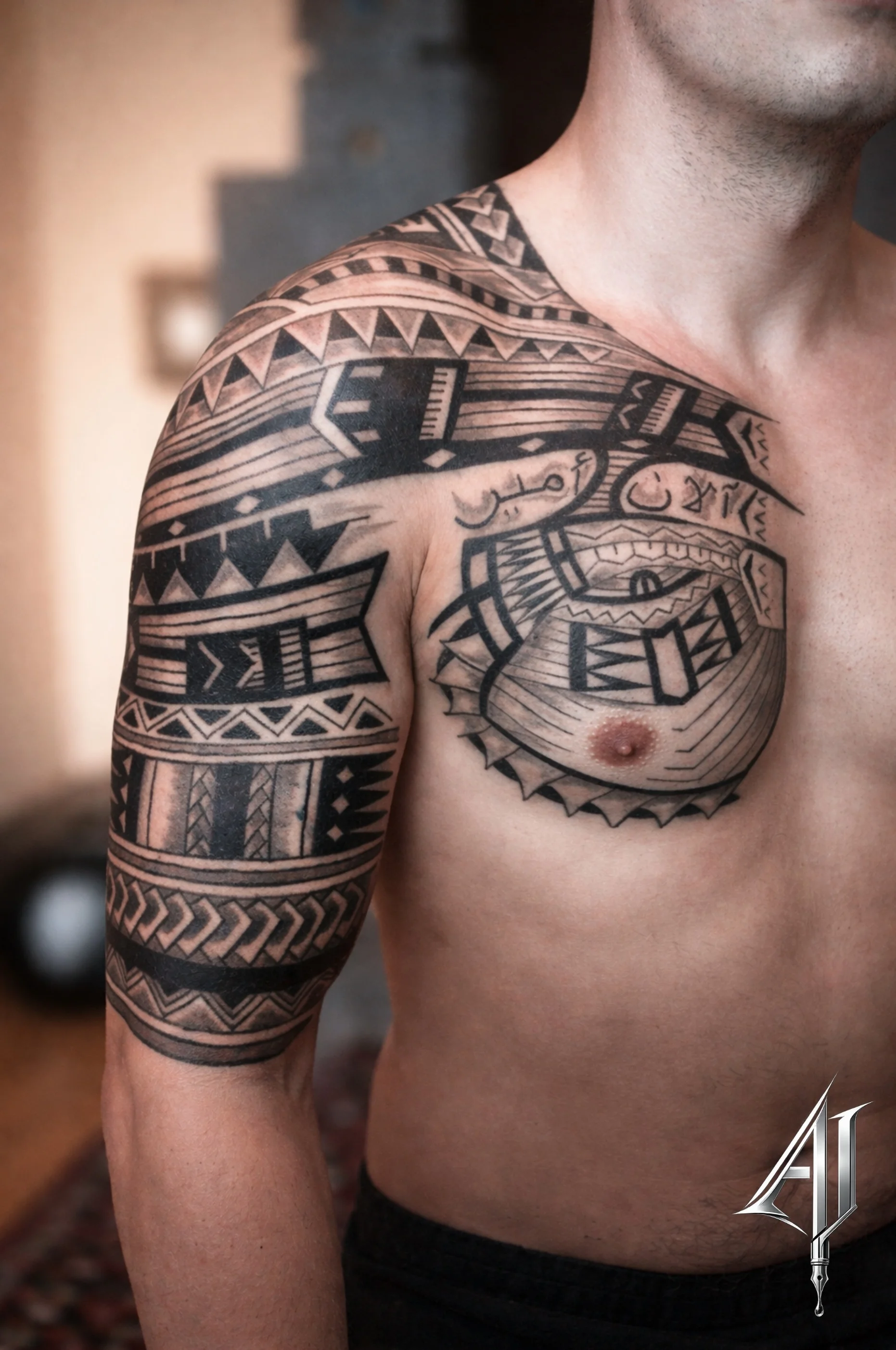 Tribal tattoo by Andrei Ilin: tribal patterns, geometric shapes, tribal, geometric