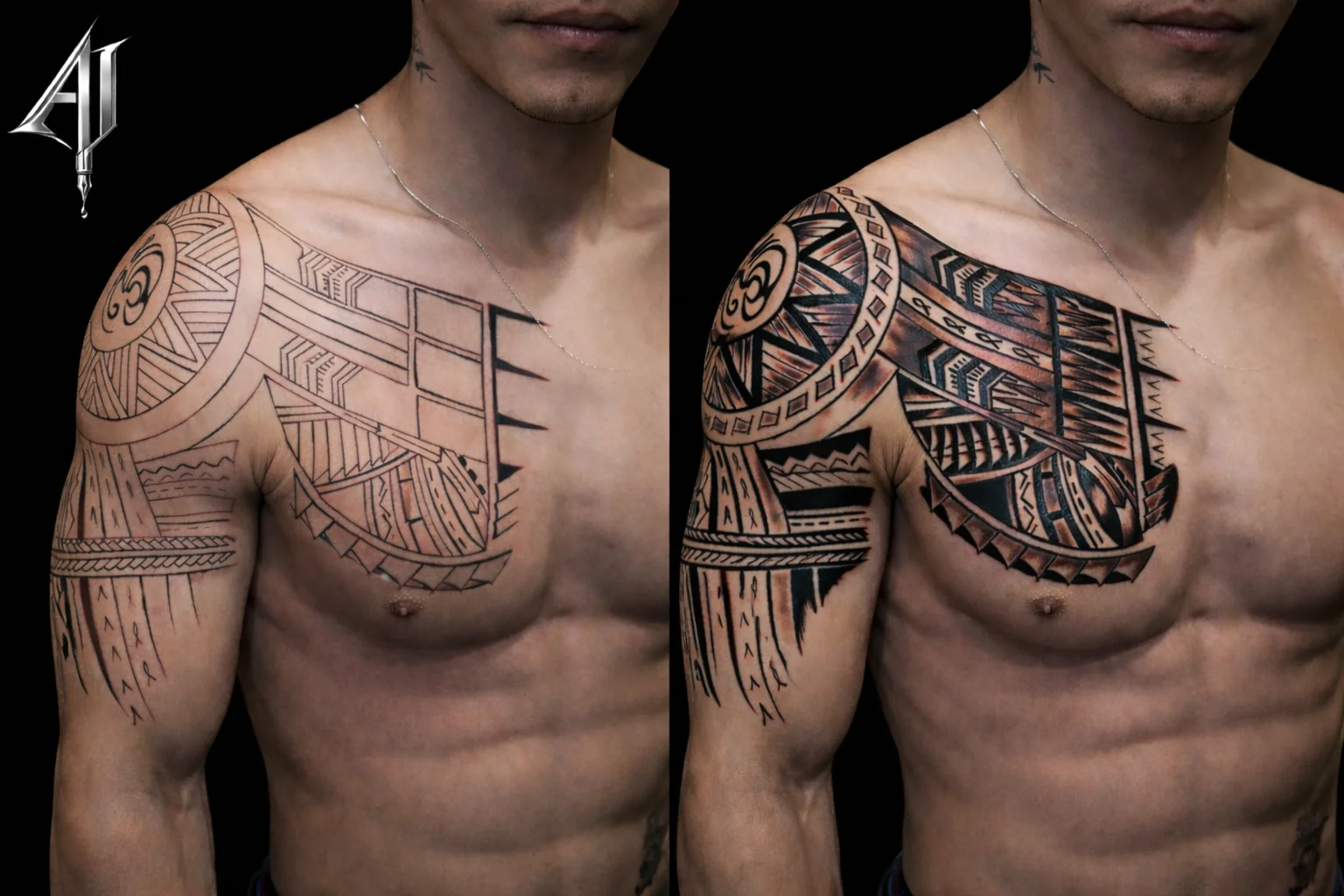 Tribal tattoo by Andrei Ilin: tribal patterns, circular mandala, geometric shapes, tribal