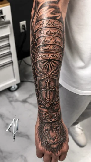 Lion Crown Cross Full Sleeve