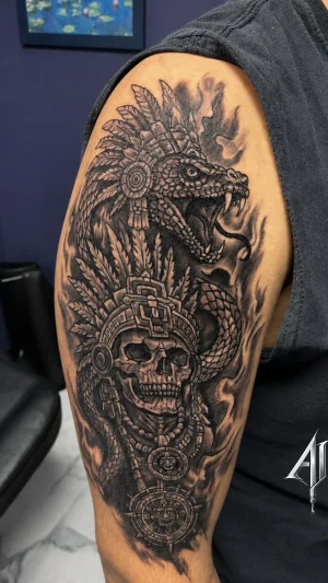 Skull And Snake Half Sleeve