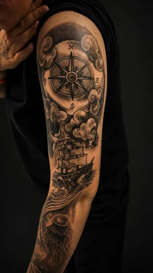 Nautical Compass and Ship Sleeve