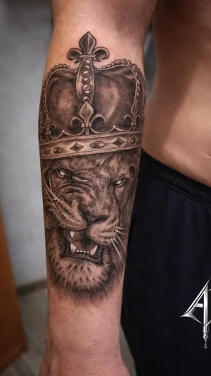 Lion Wearing Crown Forearm