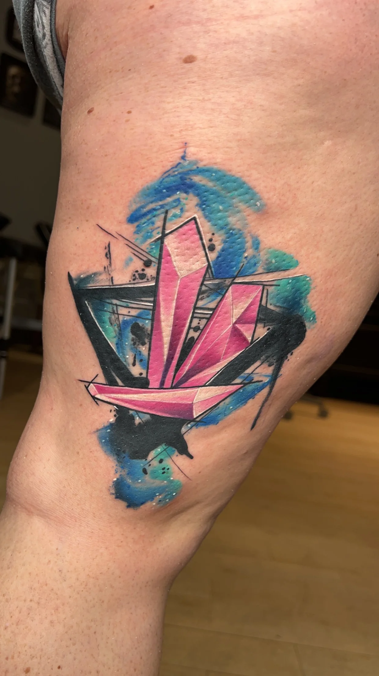 Geometric tattoo by Joshua Gallant: crystal, geometric shapes, abstract, modern