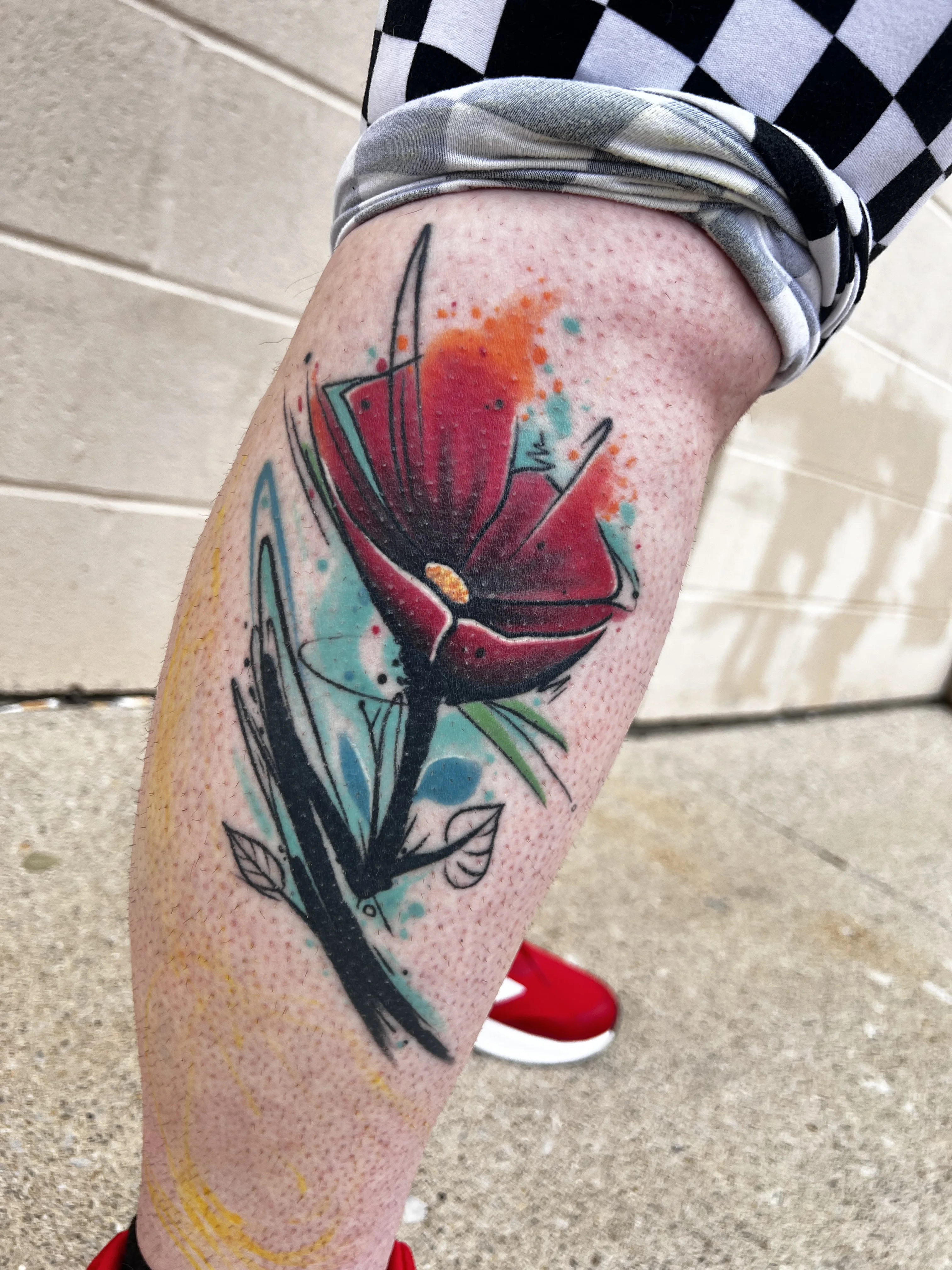 Neo-Traditional tattoo by Joshua Gallant: flower, leaves, floral, nature