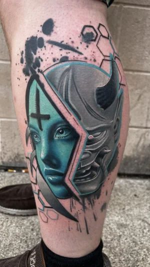 Surreal Woman and Mask Calf