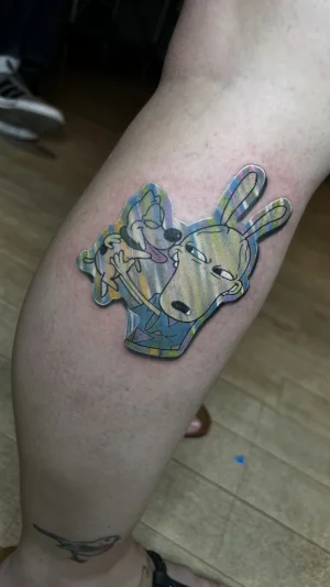 Colorful Cartoon Dog and Rabbit Calf