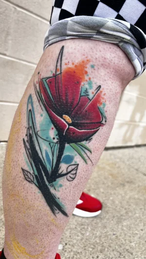 Vibrant Neo-Traditional Flower Calf