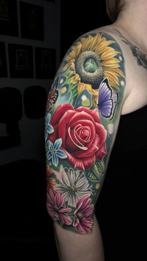 Vibrant Floral Half Sleeve