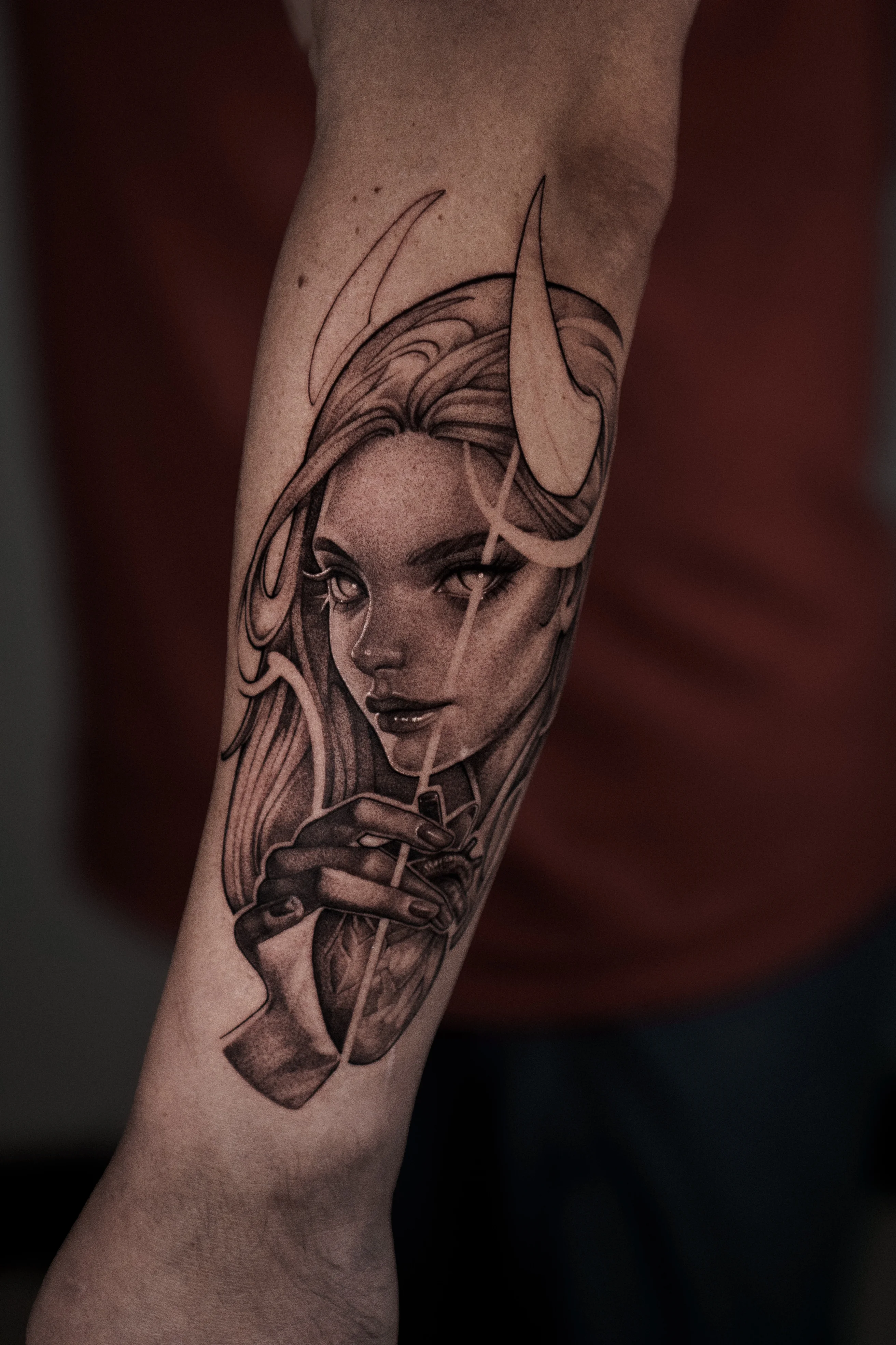 Dark Feminine Woman Forearm: woman, heart, hand, dark, gothic, romantic